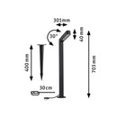 paletto LED 24V con luce calda 3000K flusso 700 lumen fascio asimmetrico 65 gradi
