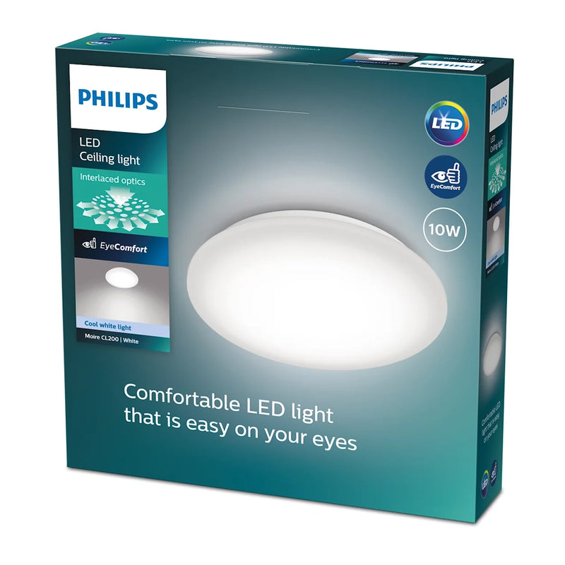 Plafoniera Philips LED economica Moire bianca Ø24 cm 10W luce bianco naturale 4000K
