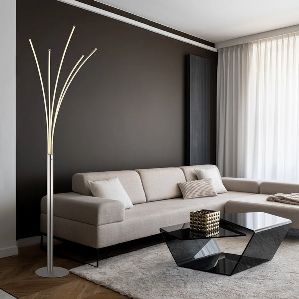 Lampada da Terra LED 36W Bizzy con Touch Dimmer Design Moderno in Metallo e Vetro