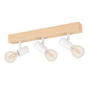 lampada 3 faretti orientabili scandinava legno chiaro metallo bianco e27 48 cm