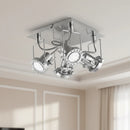 plafoniera technical con 4 lampadine led gu10 5w 400 lumen luce calda 3000k incluse