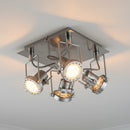 plafoniera led technical con 4 faretti orientabili in metallo finitura satinata