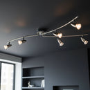 plafoniera con 6 faretti GU10 orientabili e bracci regolabili con lampadine LED sostituibili incluse