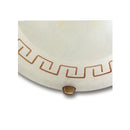 Decoro Greca Marrone su Vetro Ambrato – illuminazione tradizionale