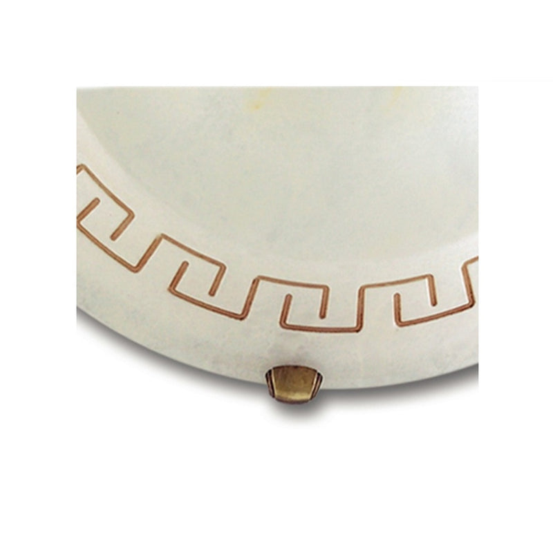 Decoro Greca Marrone su Vetro Ambrato – illuminazione tradizionale