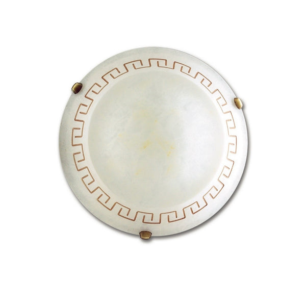 Plafoniera classica Ø40 cm a 2 luci con vetro ambrato e greca marrone