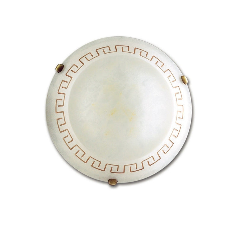 Plafoniera classica Ø40 cm a 2 luci con vetro ambrato e greca marrone