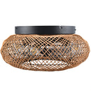 lampada a soffitto ventilata boho Ø50 cm corda e metallo nero