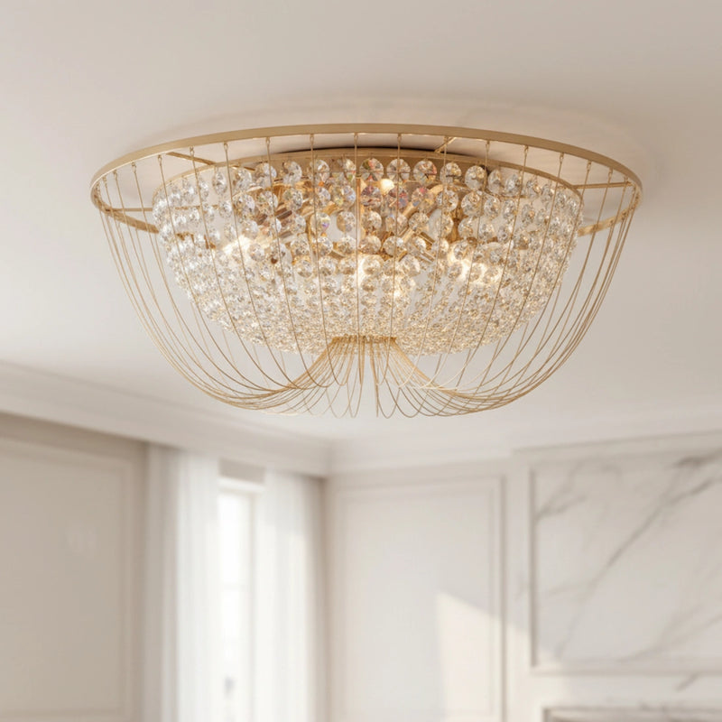 plafoniera vienna classica elegante in metallo oro con cristalli k9 diametro 45 cm
