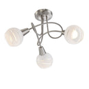 Plafoniera Elliott a 3 luci con struttura nichel satinato e diffusori in vetro satinato per interni eleganti