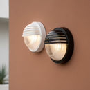 applique tonda da esterno con palpebra e27 ip54 bianco nero