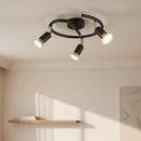 Plafoniera con faretti nero opaco da soffitto per creare luce direzionabile in ingresso camera e cucina