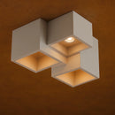 plafoniera in gesso bianco 24 cm con 3 attacchi GU10 da soffitto verniciabile