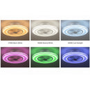ventilatore plafoniera per camera e soggiorno con luce intensa regolabile e gestione rapida da app o telecomando luce cct e rgb per creare scenari caldi freddi o colorati con intensità regolabile e comfort in casa