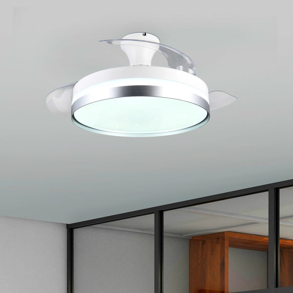 DINGLILIGHTING Ventilatore A Soffitto Con Luci LED 20" | 6 Lame In ABS, Motore Silenzioso, Telecomando E Controllo APP, Design Gabbia Industriale Nero