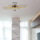 Plafoniera LED di design Dakari con forma ampia e finitura nero oro ideale per arredare il soffitto