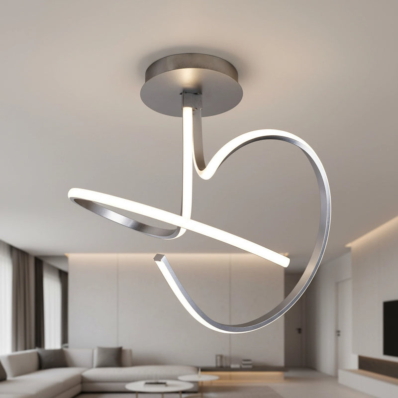 plafoniera led moderna Kiley 39w in metallo acciaio satinato design curvo