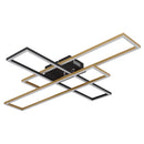Plafoniera LED moderna Dakari nero satinato e oro satinato con struttura geometrica