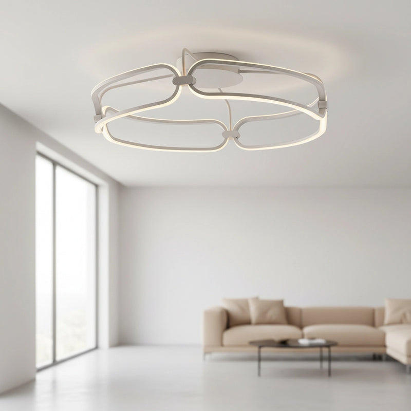 Plafoniera moderna LED anelli luminosi in alluminio bianco e silicone