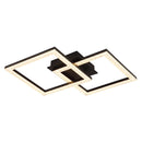 Plafoniera LED moderna Sapena rettangolare nero opaco con cristalli trasparenti decorativi