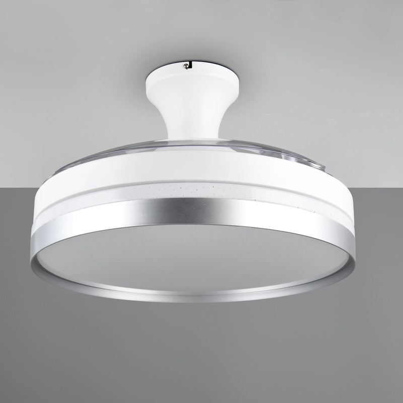 Lampada da soffitto moderna con ventilatore, LED 4050 lumen, luce regolabile e modalità notturna.