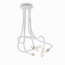 Plafoniera moderna Lover bianca a 6 luci con tubi flessibili modellabili in silicone bianco
