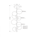 plafoniera design riha con sfere in vetro fume e struttura nera ip20