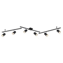 plafoniera moderna Robby nera da soffitto con 6 faretti GU10 orientabili e struttura lunga