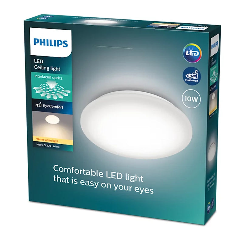 Plafoniera Philips LED Moire bianca Ø24 cm 10W luce calda 2700K Eyecomfort