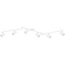 plafoniera lineare bianca lunga 180 cm con 3 aste girevoli e 6 portalampada GU10 orientabili