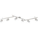 plafoniera lineare lunga 180 cm con 3 aste girevoli e 6 portalampada GU10 orientabili