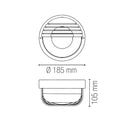 applique rotonda in plastica e vetro disponibile bianca o nera con design a palpebra