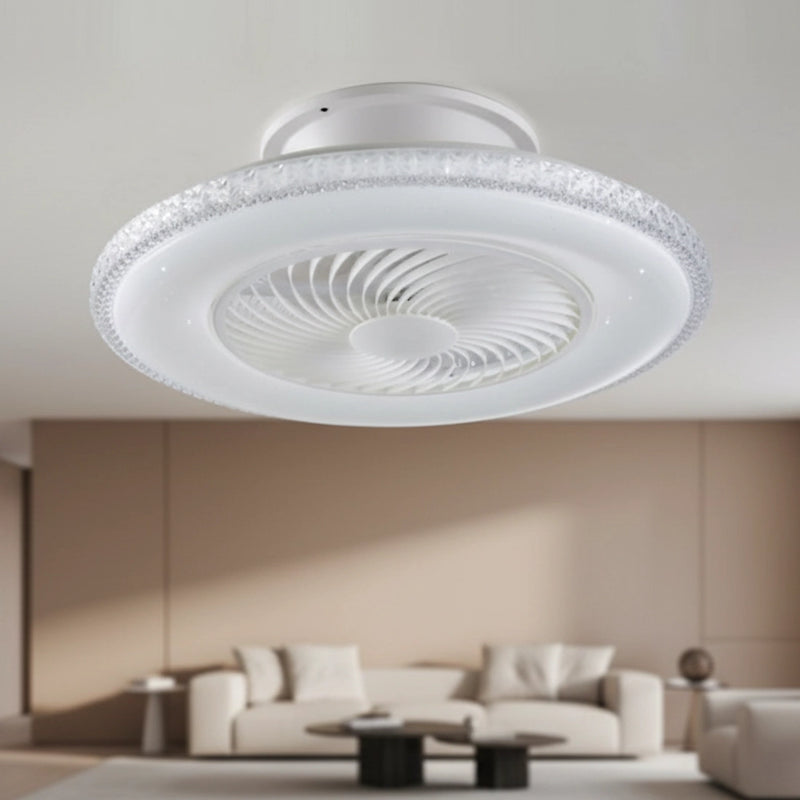 plafoniera con ventilatore borea intec bianca Ø59,5 led 46w 5500 lumen cct regolabile dimmer rgb bluetooth rf ip20