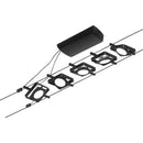 sistema su cavo 5 metri con 10 metri di cavo trasformatore e 5 spot orientabili led integrati 4,5w 250lm ciascuno per interni