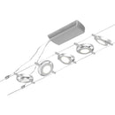 sistema su cavo 5 metri con 10 metri di cavo trasformatore e 5 spot orientabili led integrati 4,5w 200lm ciascuno ampliabile