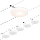 tesata su cavo discled con 5 faretti tondi led 4,5w 450 lumen luce 3000k kit completo con cavo e trasformatore