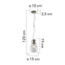 sospensione moderna in vetro trasparente a forma di lampadina con decoro interno in fili di alluminio intrecciati