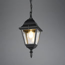 Lampada a sospensione da esterno nera IP44 con lanterna a 4 lati.