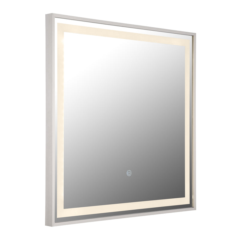 Specchio LED bagno Rivas quadrato 50x50 con finitura nichel opaco e luce regolabile CCT