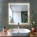 Specchio quadrato moderno per lavabo con diffusore opalino e luce morbida ad ampio angolo