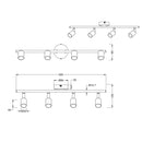Spot lineare Paris grigio titanio con quattro attacchi GU10 lampadine escluse potenza massima 35W e IP20 lunghezza 51 cm