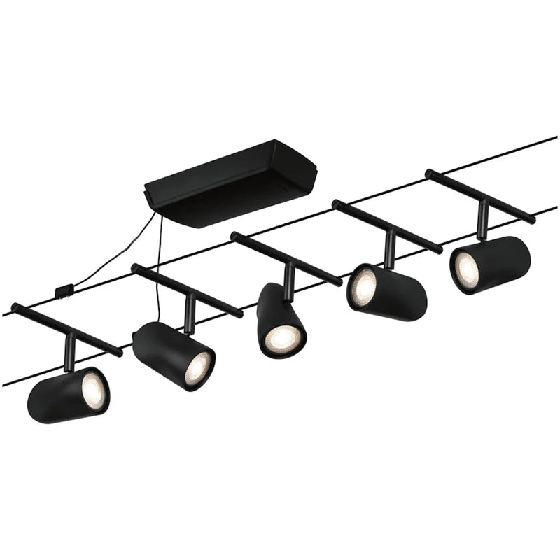 sistema a cavi cup set base 5 faretti nero opaco cromo gu5 3