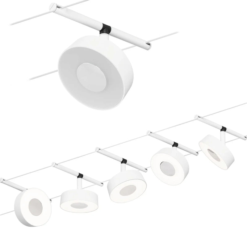 tesata su cavo circle basic set 5 faretti led orientabili bianco opaco 3000k