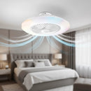 plafoniera con ventilatore skyron bianca smart Ø60 led 40w rgb cct dimmerabile per soggiorno e camera