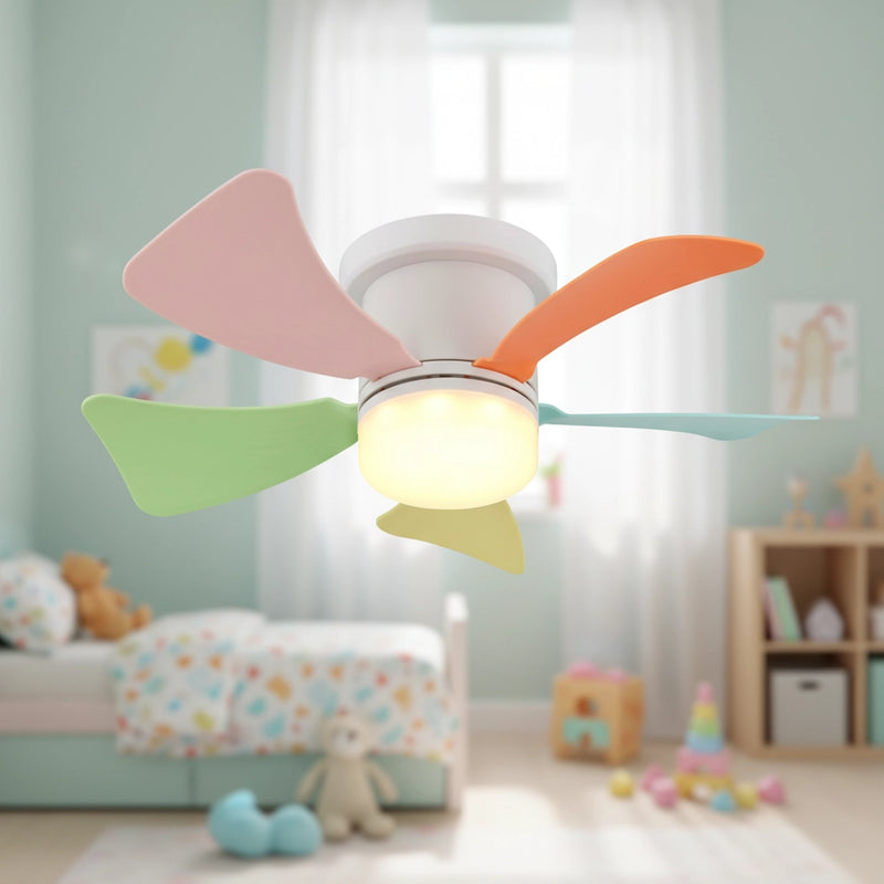 ventilatore da soffitto hines bianco Ø40,6 con pale colorate e luce led 10w 750 lumen cct 3000 6500k dimmerabile