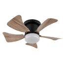 ventilatore compatto con luce per camera e studio design nero con pale effetto legno per comfort e atmosfera moderna