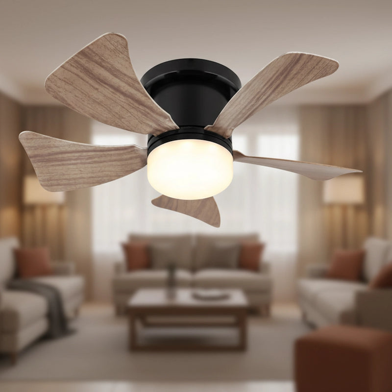ventilatore da soffitto hines nero Ø40,6 con pale effetto legno e luce led 10w 750 lumen cct 3000 6500k dimmerabile