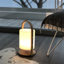 Lampada LED da tavolo con batteria ricaricabile, selettore luce calda/fredda, manico in legno, Lumisky