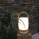 Lampada LED da tavolo con batteria ricaricabile, selettore luce calda/fredda, manico in legno, Lumisky