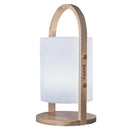 Lampada LED da tavolo con batteria ricaricabile, selettore luce calda/fredda, manico in legno, Lumisky
